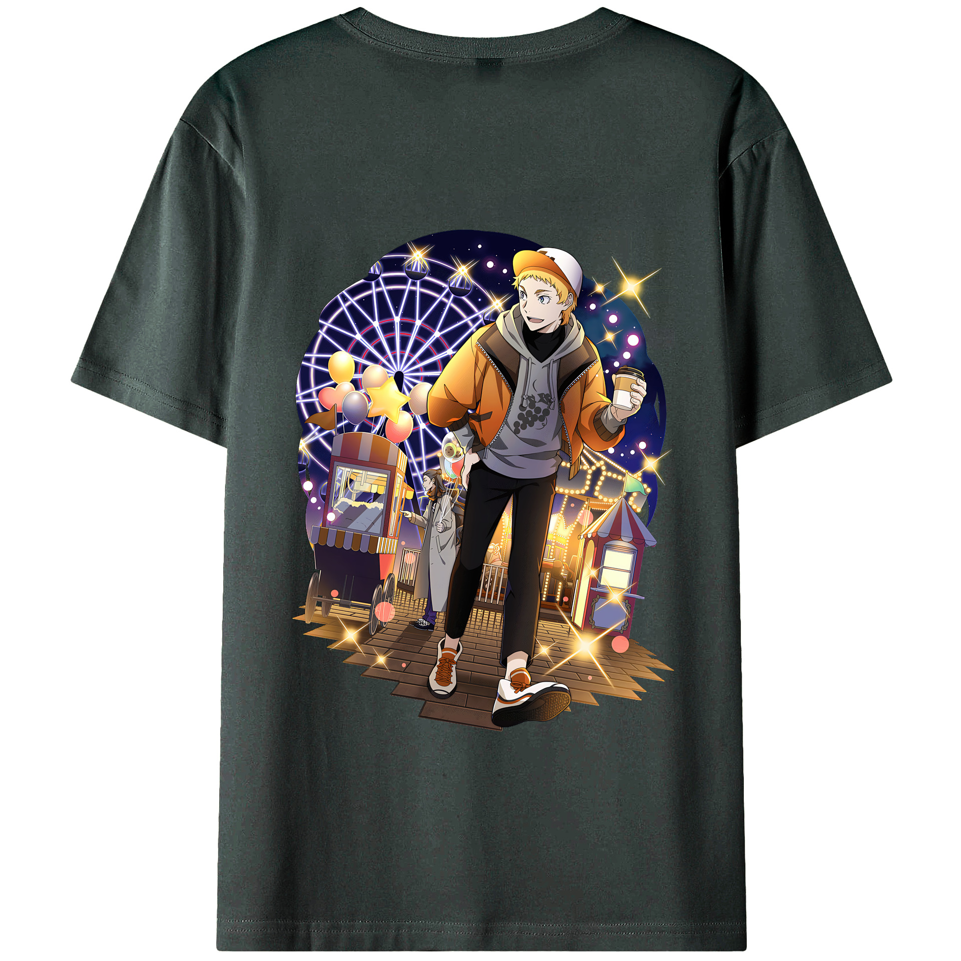 文豪ストレイドッグス Bungo Stray Dogs 綿100％ メンズ半袖Tシャツ（バックプリント） 通気性